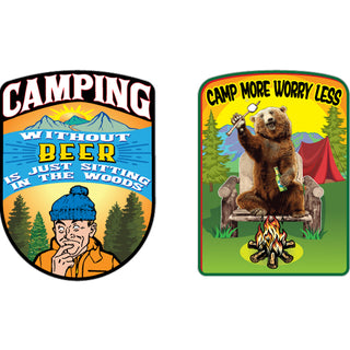 Novelty   2 UP Camping Without Beer & Camp More Bear Sticker
