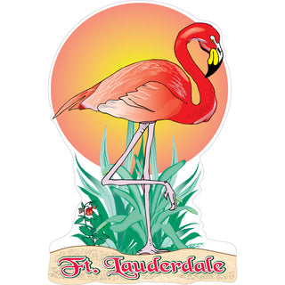 Ft. Lauderdale Flamingo with Sun Vertical Sticker