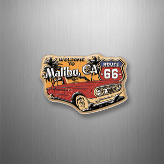 Route 66 Retro Welcome To Malibu  CA 3D Magnet
