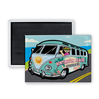 Huntington Beach  California   Beach Camper Rectangle Badge Magnet
