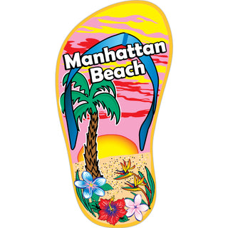 Manhattan Beach  CA Palm & Sunset Flip Flop Sticker