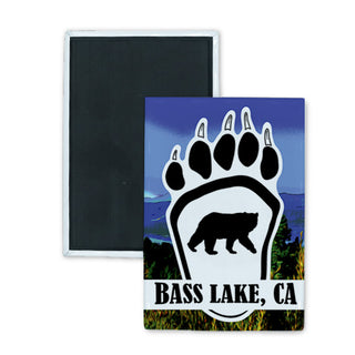 Bass Lake  CA   Bear Paw Rectangle Badge Magnet