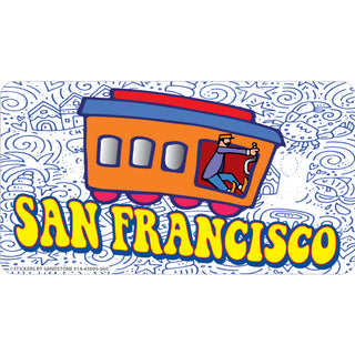 San Francisco   Cartoon Cable Car Sticker