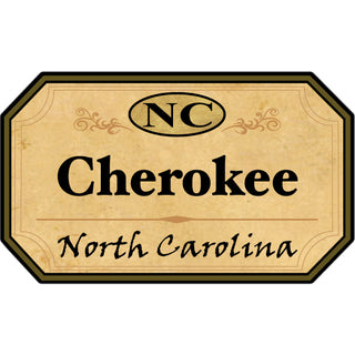 Cherokee  NC Brown Sign w Small Euro Sticker