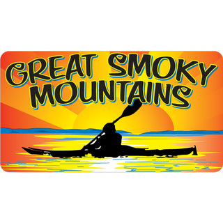 SMOKY MOUNTAINS kayak sunset   Great Smoky Mountains Kayaker Sticker