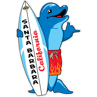 Santa Barbara  CA Standing Surfboard Dolphin (44374) Sticker