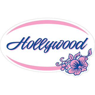 OK4 Hollywood  CA Pink Hibiscus Oval Sticker