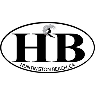 Huntington Beach  CA   Surfer Euro Oval Sticker
