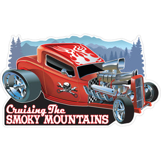 Cruising the Smoky Mountains Red Hot Rod Sticker
