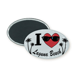 Laguna Beach I Heart w sunglasses Oval Badge Magnet