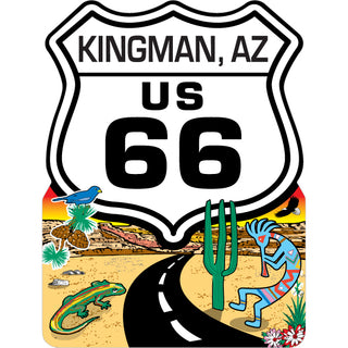 Kingman  AZ Route 66 Shield Desert Rd Scene Sticker