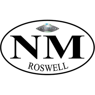 Roswell  NM   Alien Spaceship Euro Oval Sticker