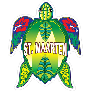 St Maarten Green Floral Turtle Sticker