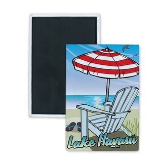 Lake Havasu Umbrella Beach Chair Scene Rectangle Badge Magnet