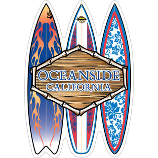 Oceanside  CA   3 Surfboards Wood Sign Sticker