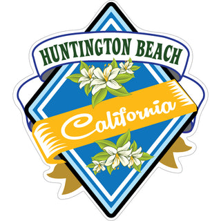 Huntington Beach  California   Flower Diamond Sticker