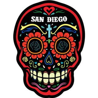 San Diego   Red & Black Sugar Skull Sticker