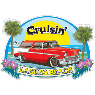 Laguna Beach   Cruisin Red Wagon Sticker