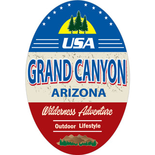 Grand Canyon  Arizona   Blue  White & Red Stripe Oval Sticker