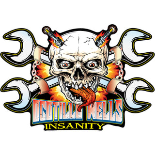 Ocotillo Wells   Insanity Skull and Cross Wrenches Sticker