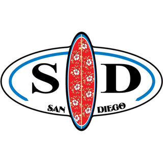 San Diego   Surfboard Split Oval Sticker