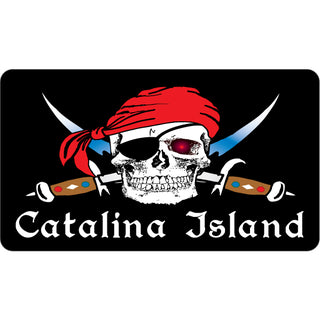 Catalina Island CA Skull Cross Swords Sticker
