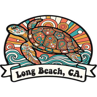 LONG BEACH TURTLE SWIMMING Sticker