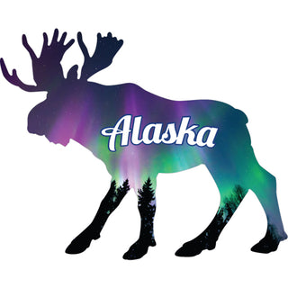 Alaska Moose with Northern Lights Sticker