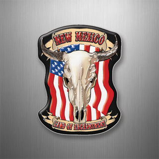 New Mexico Flag Steer Skull 3D Magnet
