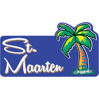 St. Maarten Palm w Purple BG Sticker