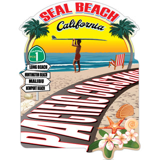 Seal Beach  California   Endless Surfer Sticker