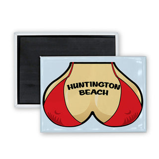 Huntington Beach  California Bikini Top Boobs Rectangle Badge Magnet