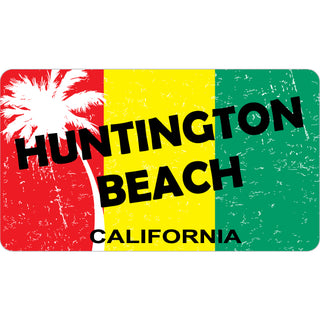 Huntington Beach  California   Palm Tree Rasta Flag Sticker