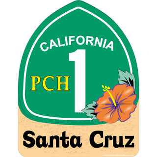 Santa Cruz CA PCH 1 Flower Sign Sticker