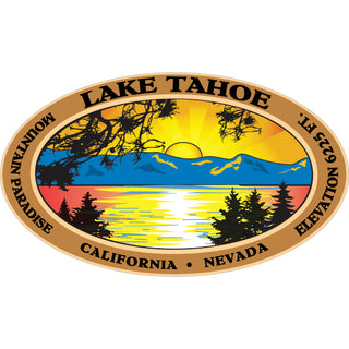 Lake Tahoe California Nevada   Retro Lake Scene Sticker