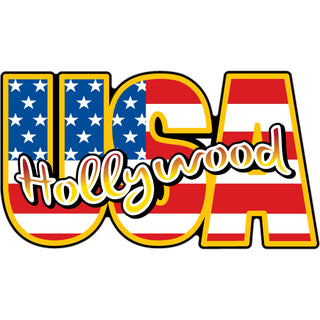 Hollywood   USA Gold Trim Sticker