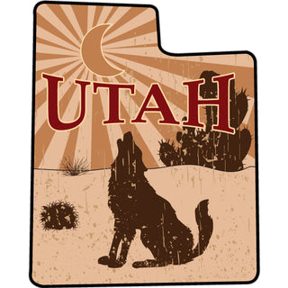 Utah   State Shape Tan with Coyote  Cactus  and Sun Sticker