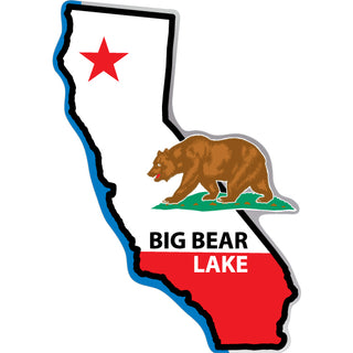 Big Bear Lake  CA   California State Flag Map Sticker