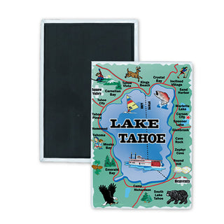 Lake Tahoe   Lake Map Rectangle Badge Magnet