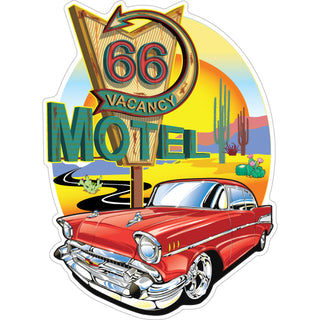 Route 66   Retro Car Motel Sticker