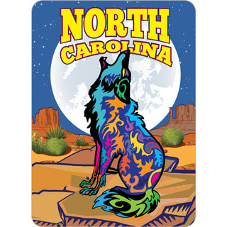 North Carolina   Colorful Howling Coyote Sticker