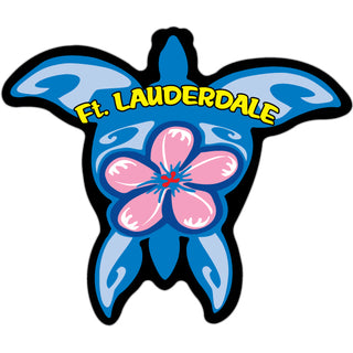 Ft Lauderdale Blue Turtle With Pink Flower Sticker