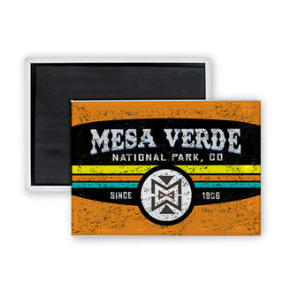 Mesa Verde National Park   Distressed 3 Stripes Sign Rectangle Badge Magnet