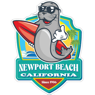Newport Beach  California   Seal Surfer Hangloose Sticker