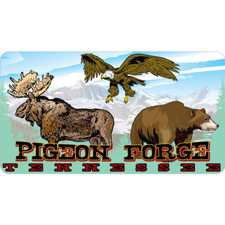 Pigeon Forge Tennessee Brown Forest Animals Moose Eagle Bear Pine Woods Sticker