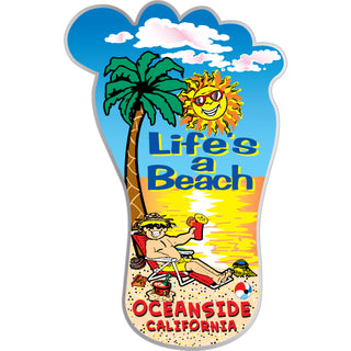Oceanside Lifes a Beach Foot   Business card sized sticker Sticker