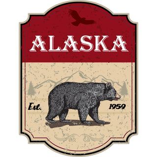 Alaska Red Vert Sign with Bear Sticker