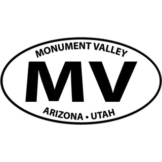 Monument Valley Arizona   Utah   Euro Oval Black on White Sticker