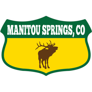 Manitou Springs CO Elk on Wide Shield Sticker