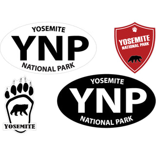 Yosemite National Park   2 Euro Ovals  Paw  Shield Pack Sticker